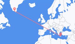 Flyrejser fra Narsaq, Grønland til Iraklio, Grækenland