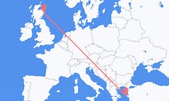 Vluchten van Aberdeen, Schotland naar Chios, Griekenland