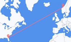 Flyrejser fra Jacksonville, USA til Kristiansund, Norge