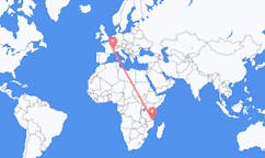 Flyg från Mtwara, Tanzania till Grenoble, Frankrike
