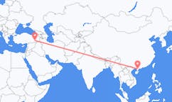 中国の湛江市から、トルコのバットマンまでのフライト