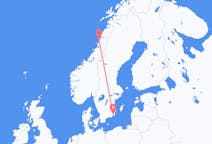 Lennot Sandnessjøenistä, Norjasta Kalmariin, Ruotsiin