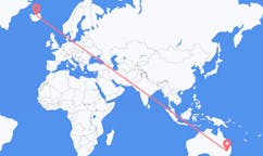 航班从澳大利亚纳拉布赖市到阿克雷里市，冰岛塞尔