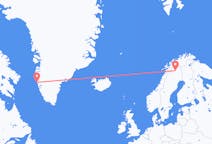 Loty z Maniitsoq, Grenlandia z Kiruna, Szwecja