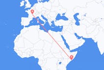Flyreiser fra Mogadishu, Somalia til Clermont-Ferrand, Frankrike