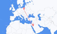 Flyreiser fra Al-`Ula, Saudi-Arabia til Lodz, Polen