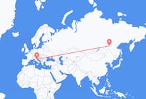 Flights from Neryungri, Russia to Ancona, Italy