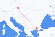 ギリシャのアレクサンドルポリからから、オーストリアのウィーンまでのフライト