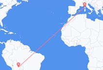 Flyrejser fra Santa Cruz, Bolivia til Calvi, Frankrig