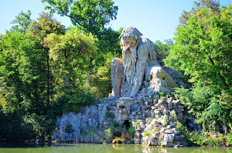 Photo of The Colossus of the Apennines, majestic stone sculpture by Giambologna located in the park of Villa Demidoff in Florence, Italy.