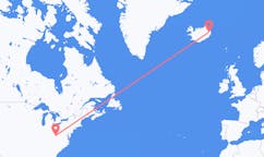 Flights from the city of Charleston, the United States to the city of Egilsstaðir, Iceland