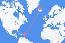 Flyrejser fra Saint Vincent, Saint Vincent og Grenadinerne til Akureyri, Island