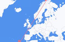 ノルウェーのアルタから、ポルトガルのフンシャルまでのフライト