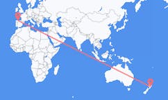 뉴질랜드 네이피어에서 출발해 스페인 산티아고 델 몬테까지(으)로 가는 항공편