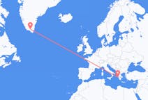 出发地 希腊凯法利尼亚岛目的地 格陵兰纳萨尔苏克的航班
