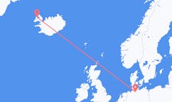 航班从德国汉堡市到伊萨菲厄泽市，冰岛塞尔