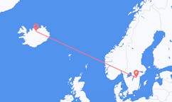 航班从瑞典林雪平市到阿克雷里市，冰岛塞尔