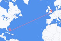 Flyrejser fra Rock lyd, Bahamas til London, England