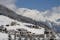 Photo of panorama of Hintertux ski resort in Zillertal Alps in Austria.