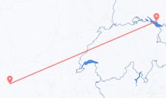Flyg från Clermont-Ferrand, Frankrike till Friedrichshafen, Tyskland