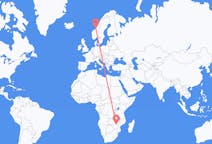 Flyreiser fra Harare, Zimbabwe til Ørland, Norge