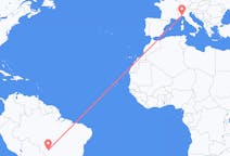Flyreiser fra Cuiabá, Brasil til Genova, Italia