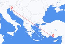 Vluchten van Rijeka, Kroatië naar Gazipaşa, Turkije