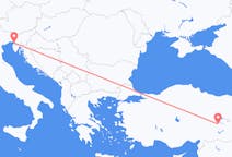 이탈리아 트리에스테에서 출발해 터키 말라티아로(으)로 가는 항공편