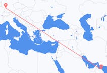 Flyreiser fra Muscat, Oman til Karlsruhe, Tyskland