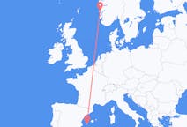 Vluchten van Bergen, Noorwegen naar Ibiza, Spanje