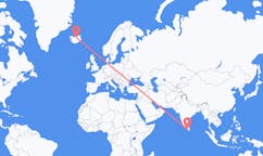 Voli dalla città di Colombo, Sri Lanka alla città di Akureyri, Islanda