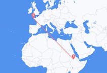 Flights from Gondar, Ethiopia to Brest, France