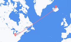 Flyg från staden Cincinnati, USA till staden Akureyri, Island