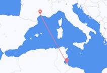 Voli from Gerba, Tunisia to Montpellier, Francia