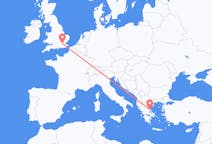 Flyreiser fra Volos, Hellas til London, England