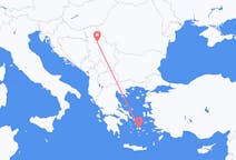 セルビアのベオグラードからから、ギリシャのナクソス島までのフライト
