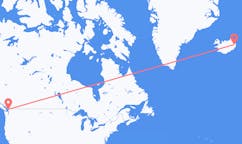 航班从美国贝灵厄姆市到埃伊尔斯塔济市，冰岛塞尔