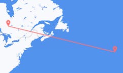 Flyrejser fra Timmins, Canada til Corvo Island, Portugal