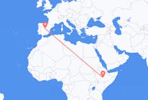 Flyreiser fra Goba, Etiopia til Madrid, Spania