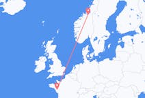 Flights from Nantes in France to Trondheim in Norway