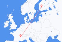 Flug frá Tampere, Finnlandi til Lyon, Frakklandi