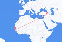 Loty z Ziguinchor, Senegal do Mardina, Turcja