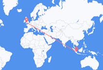 Flyg från Palembang, Indonesien till Cardiff, Wales