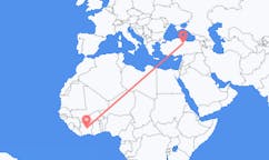 Flyg från Bouaké, Côte d’Ivoire till Tokat, Turkiet