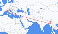 Flyg från Bagan, Myanmar (Burma) till Olbia, Italien