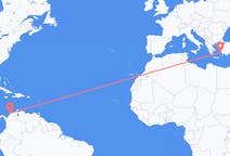 Flyreiser fra Cartagena, Colombia til Leros, Hellas