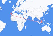 インドネシアのから パランカ・ラーヤ、スペインのへ ランサローテ島フライト