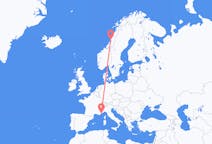 Flights from Brønnøysund, Norway to Nice, France