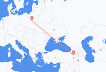Flyreiser fra Ağrı, Tyrkia til Warszawa, Polen