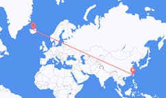 航班从中国台湾台中市市到阿克雷里市，冰岛塞尔